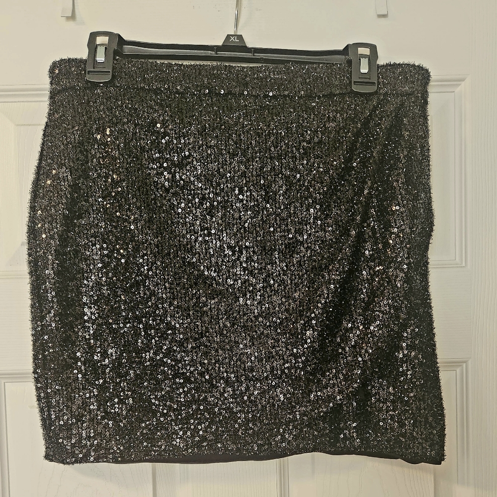 Express black sequined mini skirt- size medium